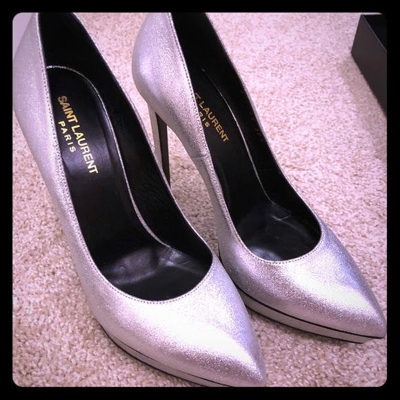 Saint Laurent Shoes - Saint Laurent Silver Heels